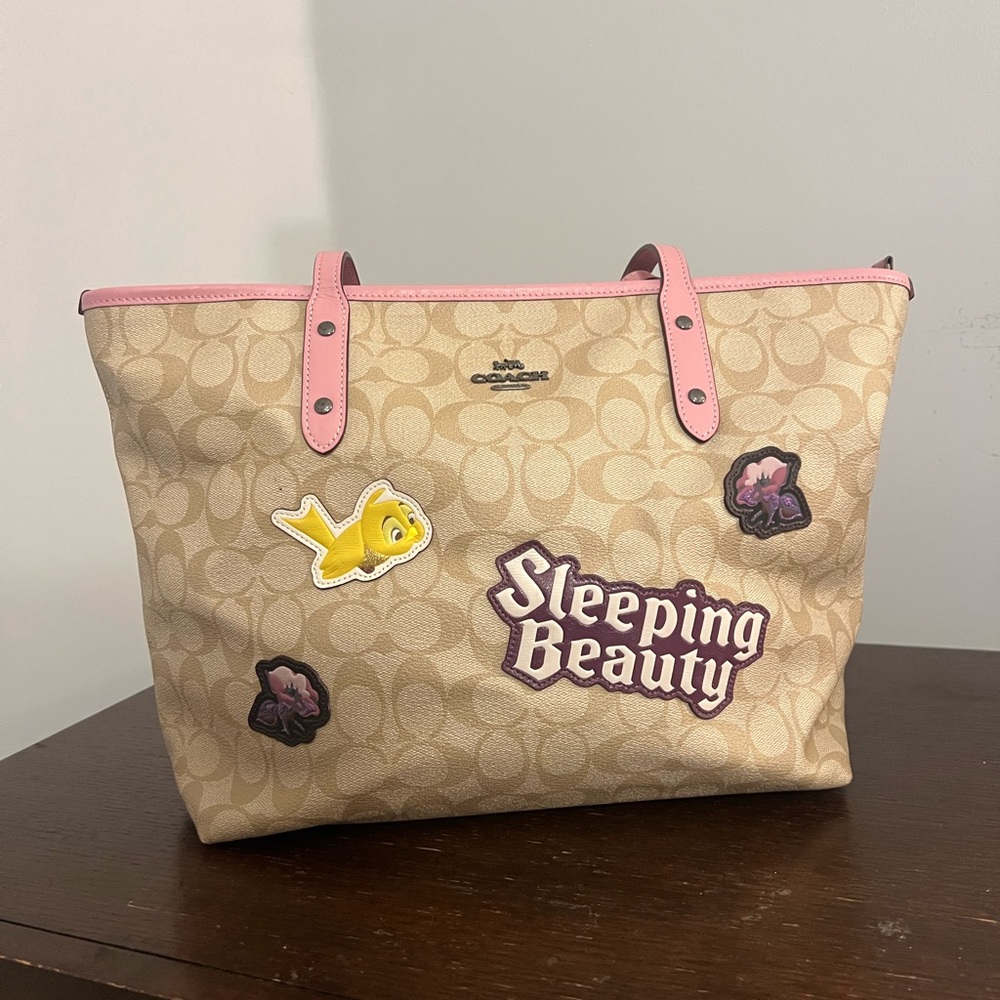 Coach Sleeping Beauty Tan and Pink Tote
